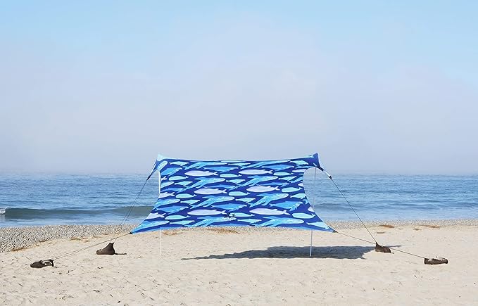 Neso Grande Portable Beach Tent Sun Shelter - Lightweight Beach Shade Canopy - Easy Setup for Family Outings - Patented Reinforced Corners - UPF 50+ Sun Protection - 7ft Tall 9 x 9ft