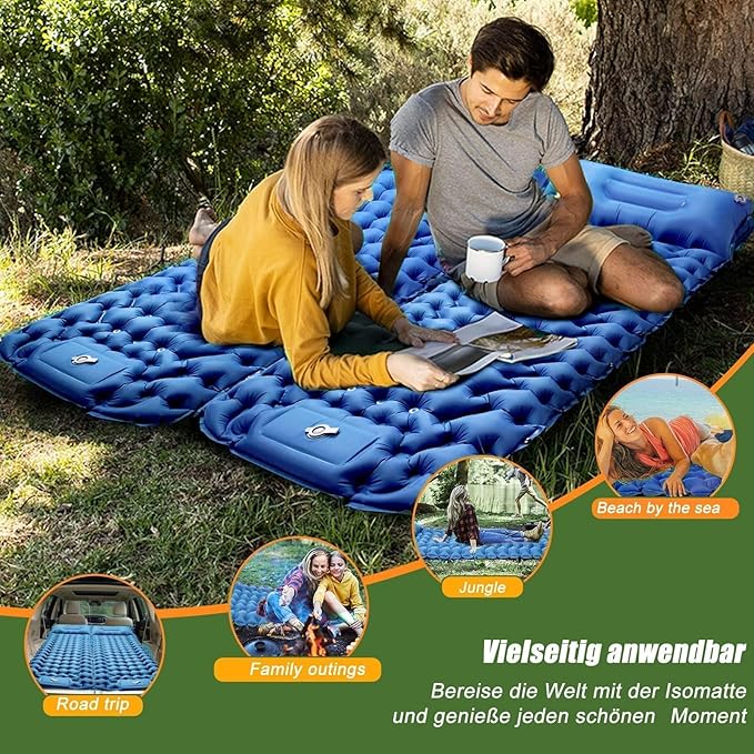 Camping Sleeping Pad Extra Thick Ergonomic Camping Mattress with Built-in Pump Lightweight and Compact for Backpacking Hiking Tent