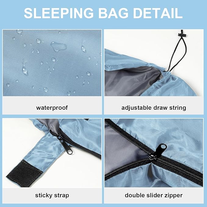 Tudomro Camping Sleeping Bag for Adults Lightweight Packable Waterproof Camping Gear Equipment to Keep Warm for Outdoor Backpacking Hiking Travel