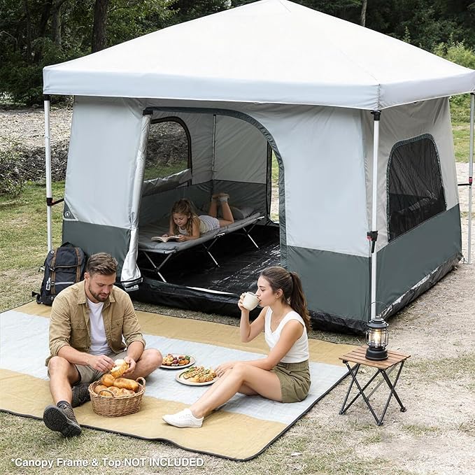 REDCAMP Canopy Camping Tent for Pop Up Canopy Tent Inner Tent Converts Straight Leg 10'x10' or 10'x20' Canopy into Camping Tent Fits 4-6 Person(Frame/Shelter NOT Included)