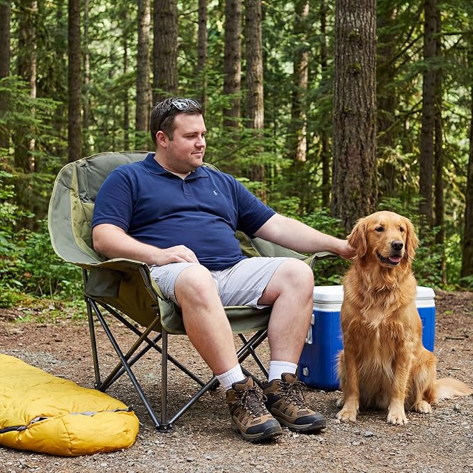 DUMOS Oversized Camping Chair for Adults - 450lbs Heavy Duty Folding Chair with Cup Holder &amp Side Pockets Portable Chair for Camping Fishing Hiking Picnic