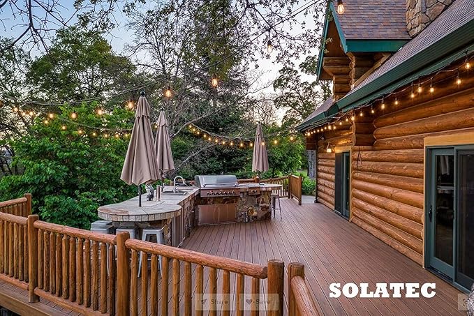 Solatec LED String Lights Shatterproof 96FT 30 Hanging Sockets Commercial Grade Waterproof 2W Outdoor String Light Decor for Patio Garden Balcony Deck S14 2W (30 Lights 96FT)