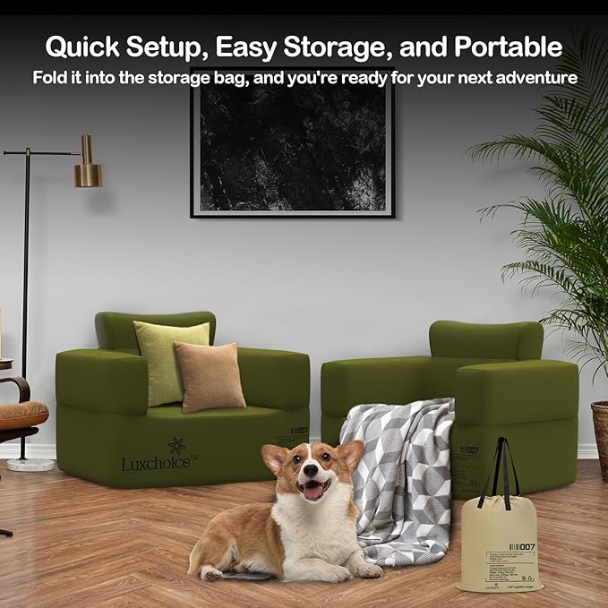 Inflatable Couch Premium Oxford Cloth Inflatable Sofa with Built-in Rechargeable Pump Portable Blow Up Couch for Camping Outdoor Travel Home Guests Backyard Patio | Durable Fabric Easy Inflation Wat