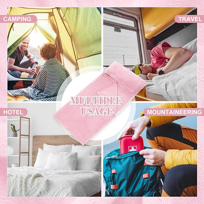 Flannel Sleeping Bag Liner for Adult Travel Camping in Warm Cold Weather Soft Fluffy Travel &amp Hotel Sleeping Bag Liner with Zipper for Hiking Camping Indoor Outdoor Use