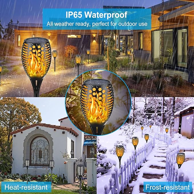 Aityvert Solar Lights - 43 Flickering Flames Torch Lights for Outdoor Waterproof Landscape Decoration Dusk to Dawn Auto On/Off Security (6 Pack)