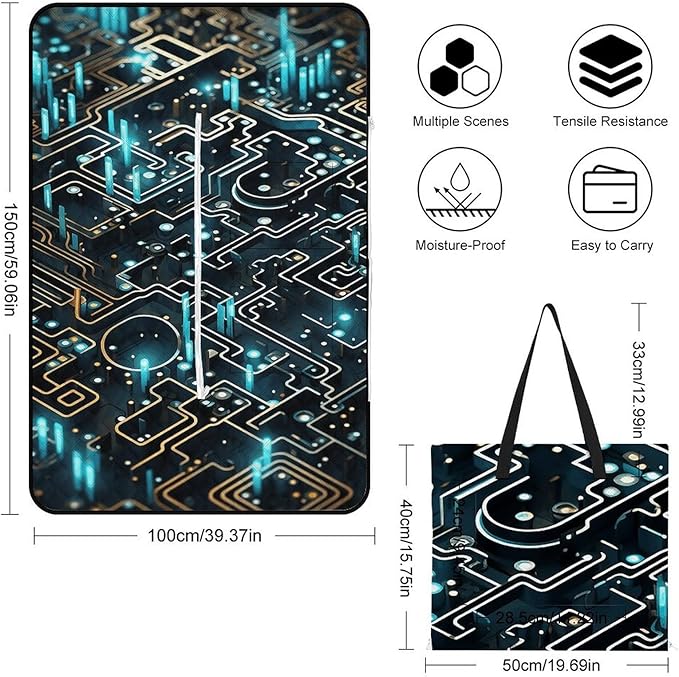 Zipper Coding Pattern Style Picnic Mat Suitable for Travel Camping Park Or Home Use