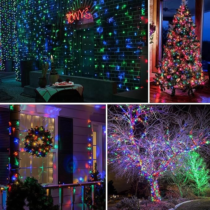 2-Pack Connectable Christmas Lights Outdoor Total 164FT 400LED Christmas String Lights Waterproof with 8 Modes &amp Timer Green Wire Twinkle Lights for Xmas Tree Decorations Outdoor Indoor Multico