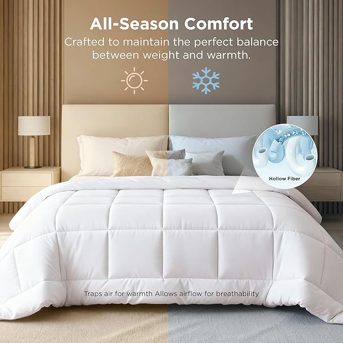 Bedsure Comforter Duvet Insert - Quilted Comforters Oversized King Size All Season Duvet GentleSoft Down Alternative Bedding with 8 Tabs Gifts for Women/Men White Oversized King 116 x 98 Inches