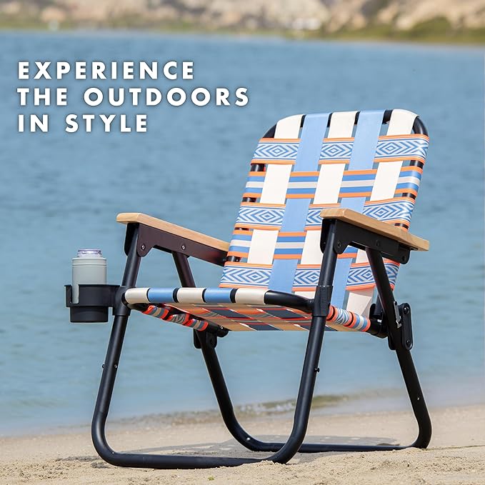 GoSports WOVN Beach Backpack Chair - 9 Styles Available - Premium Folding Camping Chair