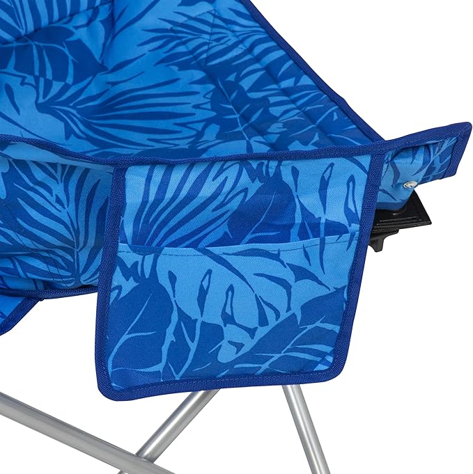 Tommy Bahama Go Everywhere 2-Pack Outdoor Folding Moon Chairs with Storage Pouch and Carry Bag Lightweight Portable Camping Chairs Supports up to 200 lbs. Blue