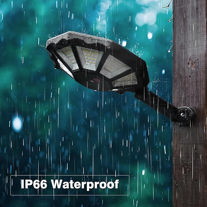 Solar Lights Outdoor 168LED 6500K Flood Light Dusk to Dawn 8 Sides Solar Outdoor Lights with Motion Sensor IP66 Waterproof Solar Street Lights Outdoor for Yard Pools(2 Pack)