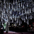 Aukora White Christmas Lights Outdoor UL Plug 24 Tubes 576 LEDs Meteor Shower Light Tandemable Icicle Snow Falling Rain Light for Xmas Tree Halloween Decorations Wedding Party Holiday Garden Decor