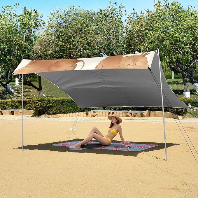 Capybara Camping Sun Shelter Beach Tent Portable Beach Sun Shade Outdoor Canopy for Camping Trips Fishing Picnic