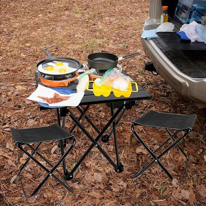 Folding Camping Table with Chairs Lightweight Picnic Table and 2 Chairs for Beach Hiking Travel Fishing BBQOutdoor Sturdy Table and Chairs Set with Storage Bags