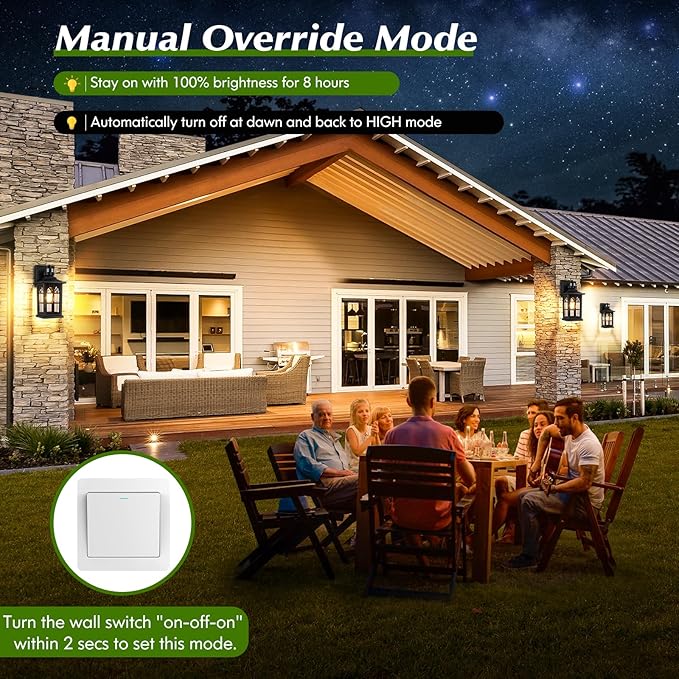 Motion Sensor Outdoor Light Fixture Dusk to Dawn Porch Light Outdoor Wall Sconce Lantern Aluminum Exterior Lighting Fixture Wall Mount 3 Lighting Modes Outside Lights for House Front Door Garage