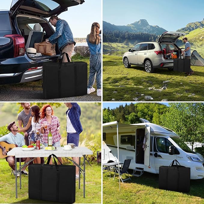 SIRUITON 2Pack Folding Table Storage Bag Fits 6FT Portable 600D WaterProof Carry Bag for Folding Picnic/Camp Tables with Reinforcing Plate &amp Shoulder Strap 36 D x 30 W x4.5 H