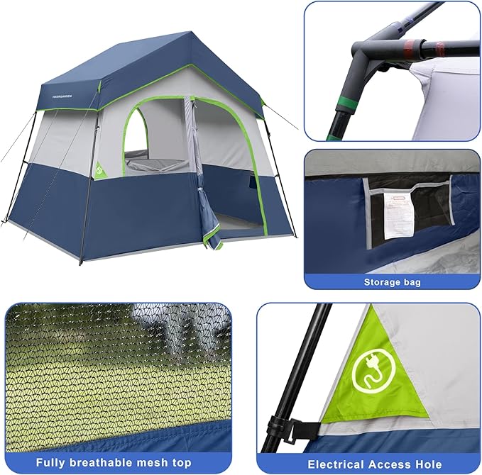HIKERGARDEN 6-8 Person Camping Tent - Portable Family Cabin Tent for Camp Windproof Fabric Camp Tent Outdoor for Hiking Backpacking Traveling