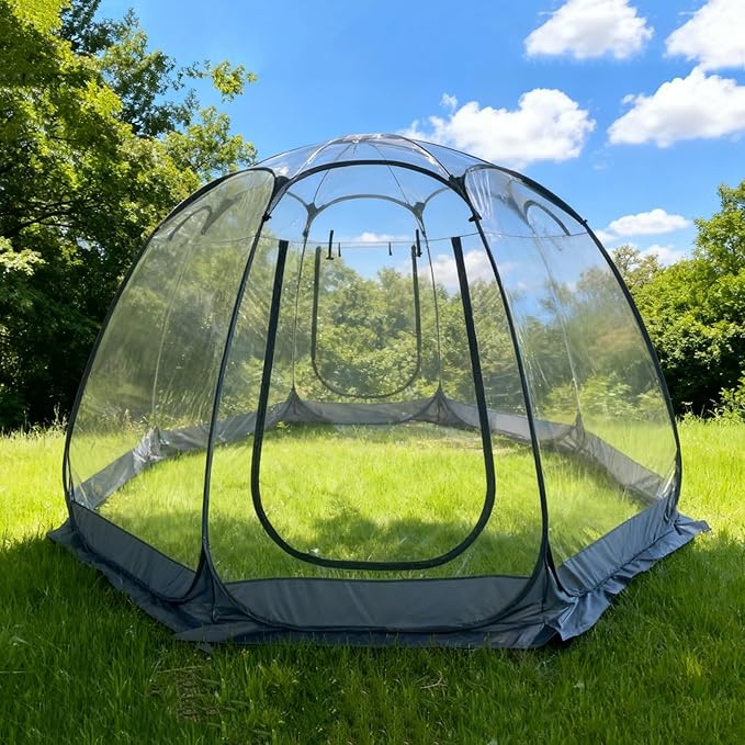 Pop Up Bubble Tent Large Camping Shelters for 6-8 Person Instant Igloo Tent with Carry Bag 360° Panoramic Light Transmission All Weather Pod for Fishing &amp Outdoor Events