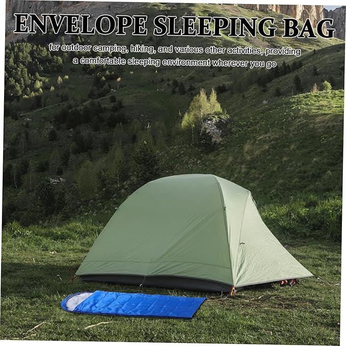 Outdoor for Adults Lightweight Warm Camping Bag with Hollow Cotton Filling Polyester for Backpacking Hiking and Outdoor Blue Envelope Design