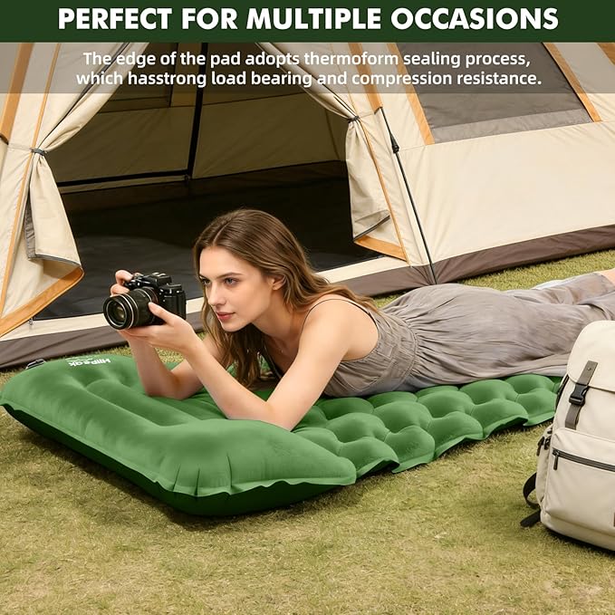 HiiPeak Camping Sleeping Pad Ultralight Camping Mat with Pillow Built-in Foot Pump Inflatable Sleeping Pads Compact for Camping Backpacking Hiking Traveling Tent