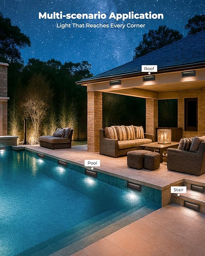 9 Inch Low Voltage Step Lights Outdoor 12V 5W LED Landscape Stair Lights 3000K/4000K/6500K Deck Step Lights IP65 Waterproof for Stair Lighting and Yard Patio Pathway Walkway Pack of 6