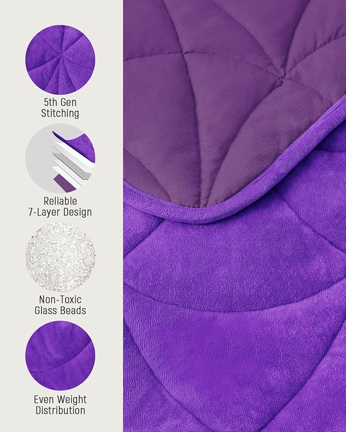 Weighted Lap Blanket 7 lbs for Adults Luxury Soft Small Weighted Blanket Compact Portable Weighted Lap Pad for Relaxation Sleeping Travel All-Season Use Deep Purple 40 x 52
