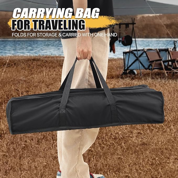 MADOG Folding Camping Table 47'' Portable Aluminum Roll Up Table with Carry Bag Camp Convenient for Picnics Camping Silver