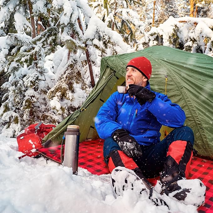 REDCAMP Heated Sleeping Bag Pad Heated Sleeping Bag Liner 5 Heating Zones 3 Adjustable Heat Settings USB Heating Pad for Cold Weather Camping Backpacking or Hiking Green/Red
