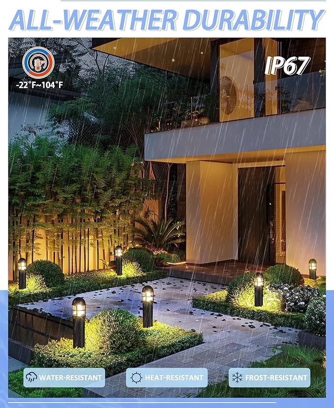 6 Pack LED Low Voltage Landscape Lights 200LM 12V IP67 Waterproof Holiday Pathway Lighting for Patio Sidewalk Driveway Cast-Aluminum 2700K Warm White