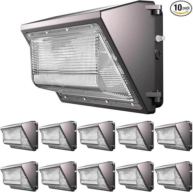 150W LED Wall Pack Lights 100-277v Dusk to Dawn with Photocell 22500Lm 5000K Daylight IP65 Waterproof Outdoor Exterior Lighting Energy Saving ETL | 5-Year Warranty(Height:10~20ft)-10Pack
