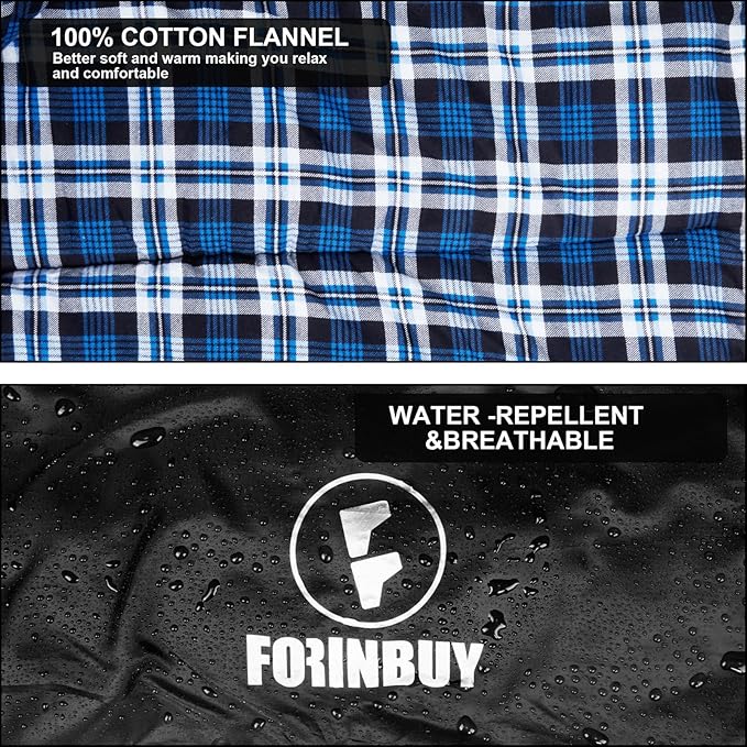 Flannel Sleeping Bag Cold Weather for Adults XL Camping Cotton Sleeping Bag 4 Season Big and Tall Waterproof with Compression Sack