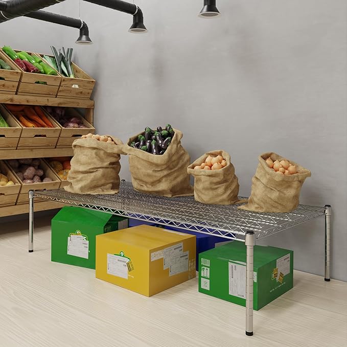 30''W x 60''L x 14''H Chrome Plated Wire Dunnage Rack | Off The Floor Storage