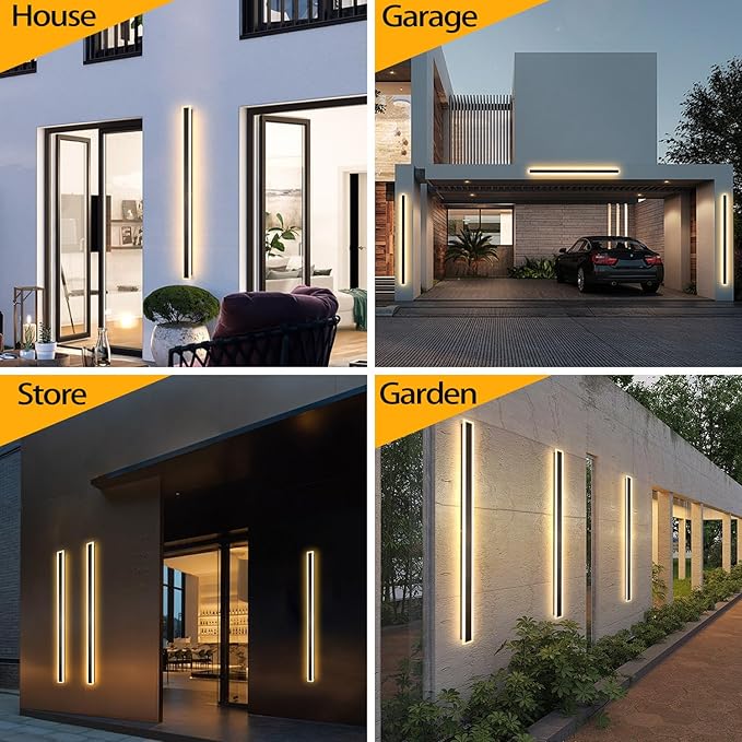 79 Inch Modern Outdoor Wall Light IP65 Waterproof Exterior Wall Sconce 3000K LED House Lights Exterior Wall Lighting Anti-Rust Linear Long Outdoor Light