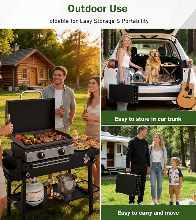 ELITEWILL Griddle Stand Fit for Blackstone 22 Inch &amp 17 Inch Portable Grill Stand With Wheels Large Space Outdoor Pizza Oven Table for Backyard Camping BBQ