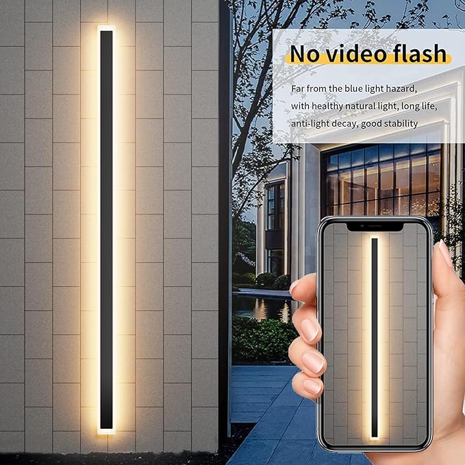 Aipsun 2 Packs Porch Wall Lights 71 inch Long Strip Modern Outdoor Wall Light Fixture 50W Black Wall Mount Lighting Sconce Exterior Lights Wall Sconce 3000K for House Living Room Corridor