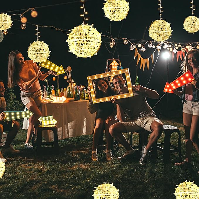 Outdoor Christmas Balls Lights Tree Lights Waterproof 4 Pack 7.87 LED Hanging Globe Sphere Lights with 8 Lighting Modes Memory Timer Plug for Party Wedding Xmas Porch Patio Garden Yard Decorations