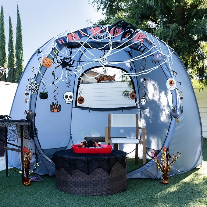 LEEDOR Pop Up Screen House Tent UPF 50+ and Windproof Dome Outdoor Canopy Tent with Roll Up Zipped Door Privacy Gazebo Compact and Lightweight for Party Camping Fishing Picnic Grey