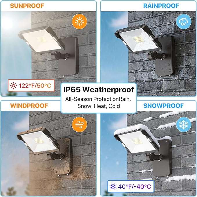 HYPERLITE 30W Flood Lights Outdoor 2 Pack LED Flood Light with Knuckle Mount Floodlight Wall Mount 5000K 3300Lm IP65 Waterproof LED Security Lights for Yard Garden Garage UL Listed