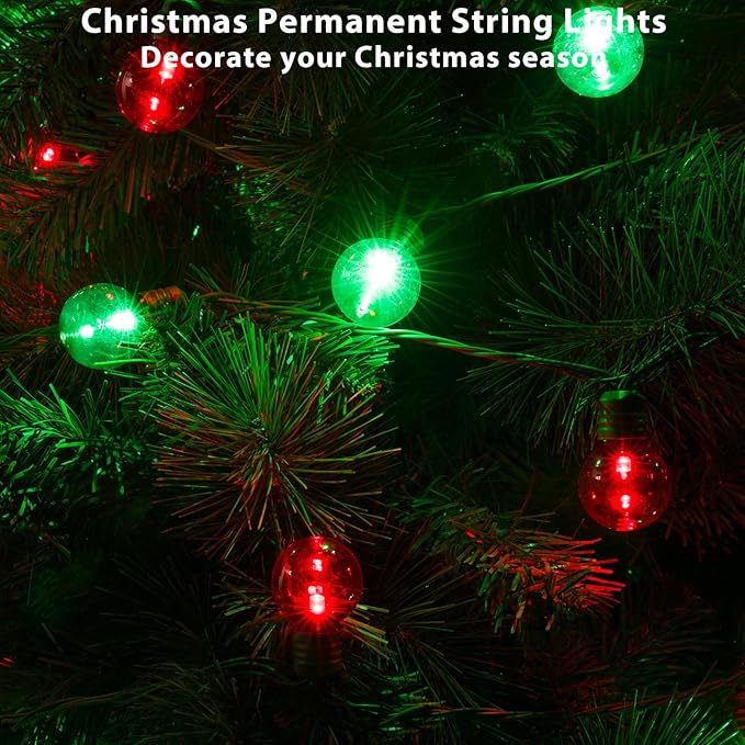 100 LED 50Ft Globe Christmas Lights Outdoor Round G30 Christmas Small Balls Lights Connectable Waterproof for Patio Backyard Eaves Tree Porch Indoor Outdoor (Red and Green)