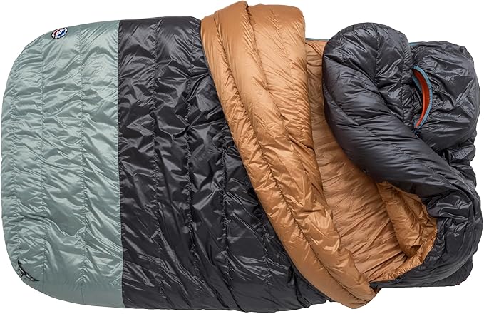 Big Agnes King Solomon 20°F Doublewide Sleeping Bag 2-Person Down Fill Sleeping Bag with Double Zipper Entry Zip-Off Quilt Pad Attachment System