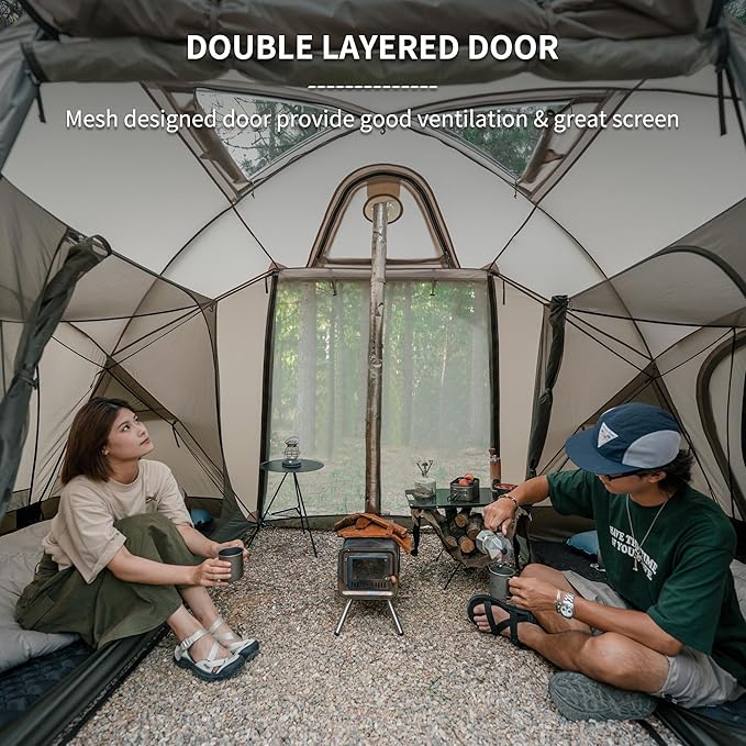 Naturehike Massif Hot Tent with Stove Jack Waterproof Windproof 4 Season Tent 2/4 Person Cold Weather Winter Tents for Camping