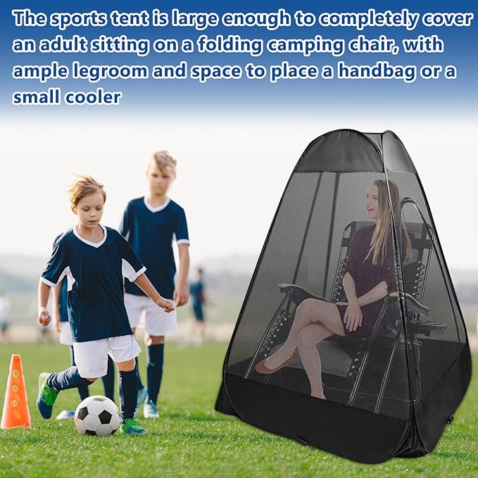 1-Person Camping Chair Pop up Tent 47x47x59 See Through Single Mesh Tent Bugs Barrier Mosquito Net 2 Zipper Doors Outdoor Sports Pod Shelter with Bag for Fishing Not Included Chair