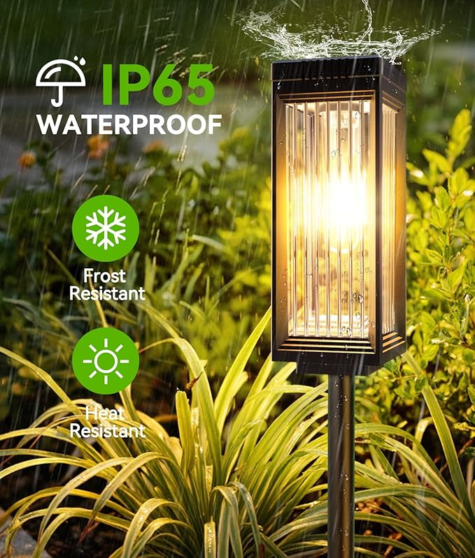 Solar Pathway Lights Outdoor 6 Pack Upgraded Solar Lights Outdoor Waterproof Bright Up to 15 Hrs Auto On/Off Garden Light for Yard Patio Lawn Path Walkway Driveway Outside Decor