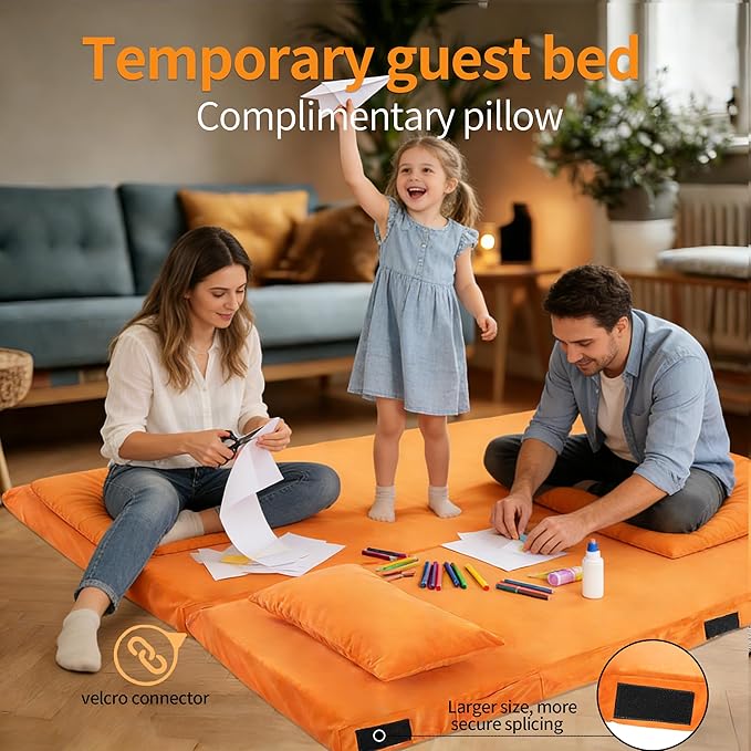 3 Inch Memory Foam Camping Mattress Pad Dual Layer Thick Sleeping Camp Mat for Sleepover Car Tent Portable Roll Up Mattress for Adults with Travel Bag