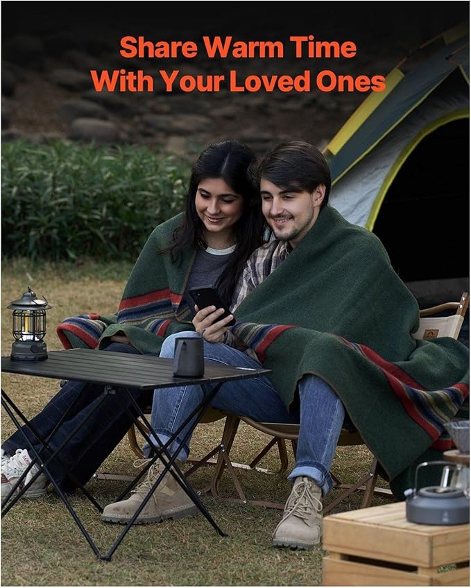 Wool Camping Blanket 64x88 Warm Outdoor Blanket for Hiking Travel