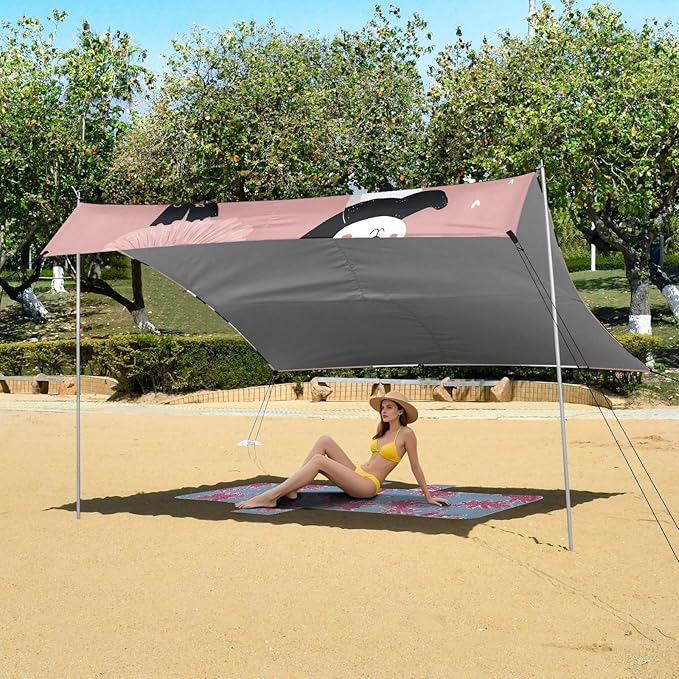 Panda Ballet Dancer Pattern Camping Sun Shelter Beach Tent Portable Beach Sun Shade Outdoor Canopy for Camping Trips Fishing Picnic