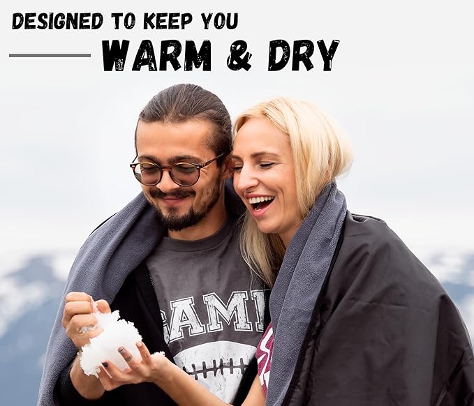 SUITEDNOMAD Large Waterproof Outdoor Stadium Blanket Windproof and Warm Extra Thick Fleece or Quilted Sherpa Great for Cold Weather Camping Picnic Sports Festivals