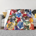 80X60 Wonky Star Quilt Lightweight Flannel Blanket - Soft and Breathable Polyester Suitable for Travel Camping and Home Decoration