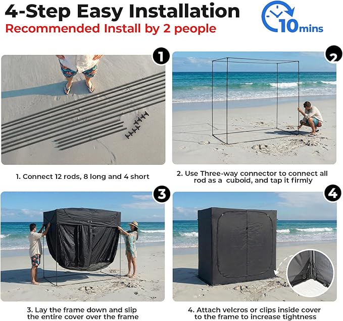 EighteenTek® Shower Tent Camping 2-Room Portable Changing Room Outdoor Shower Enclosure Pop Up Privacy Tent Shelter with Floor &amp Doors Waterproof &amp Lightweight Camping Toilet Bathroom