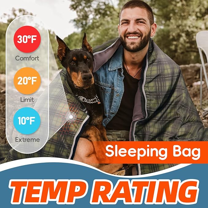 MEREZA 0 Degree Winter Sleeping Bag for Adults Kids with Pillow Cold Weather Sleeping Bag for 4 Season Camping Hiking Backpacking Sleeping Bags for Big and Tall